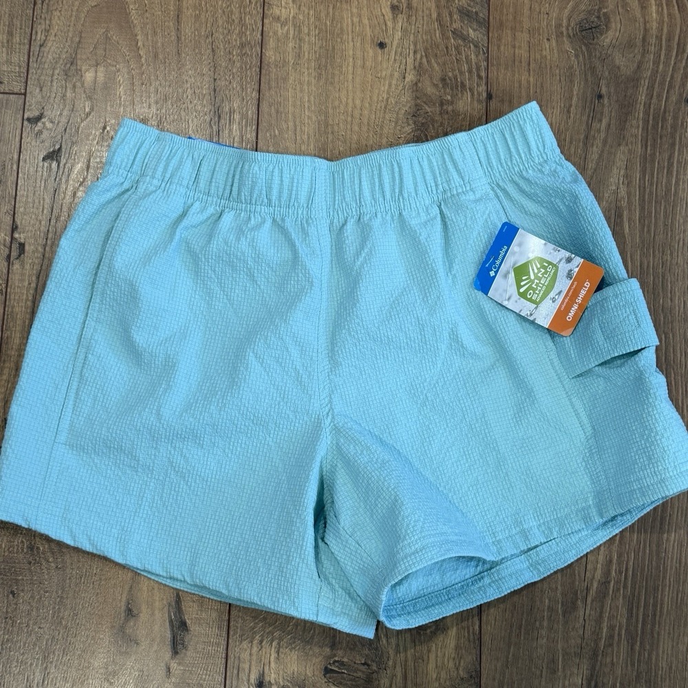 Columbia NWT Sucker For Summer Shorts Aqua Blue 4" Women's Sz Small S Pull On - Picture 1 of 6
